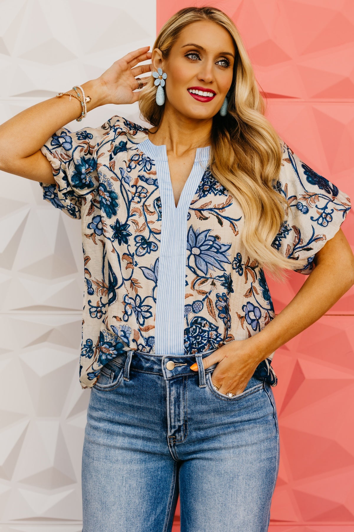 The Terika Puff Sleve Floral Top