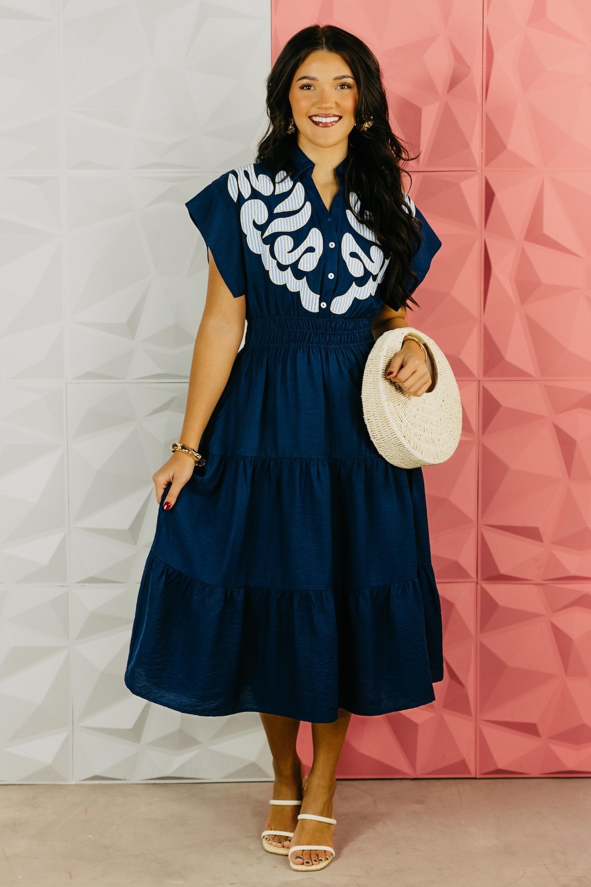 The Isaiah Embroidered Tiered Midi Dress