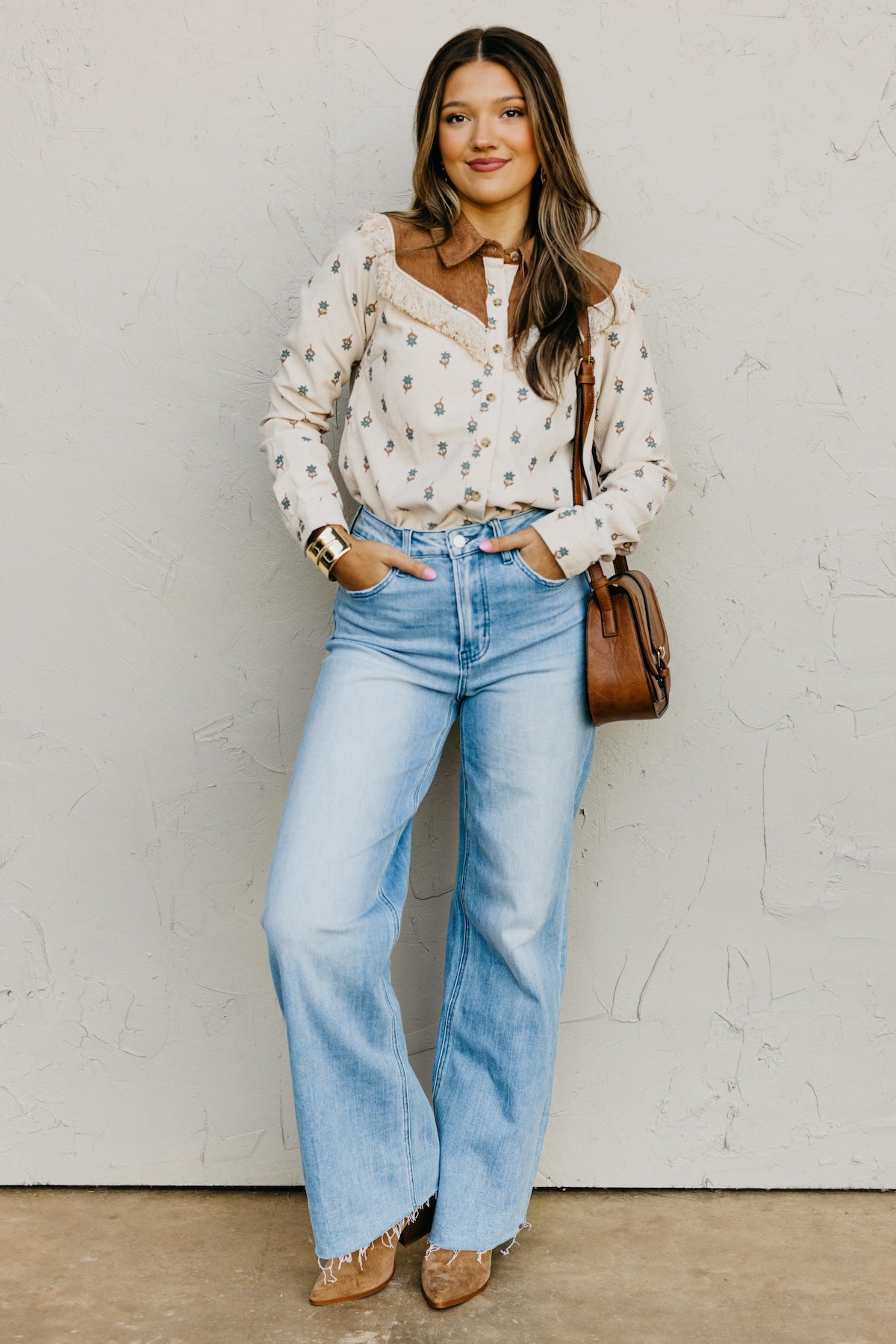 The Aubrielle Corduroy Fringe Shirt