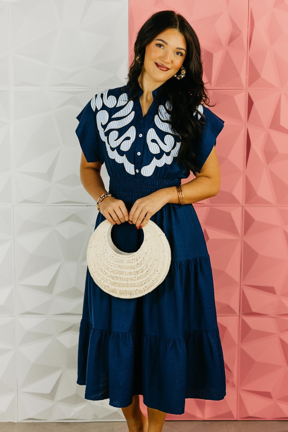 The Isaiah Embroidered Tiered Midi Dress