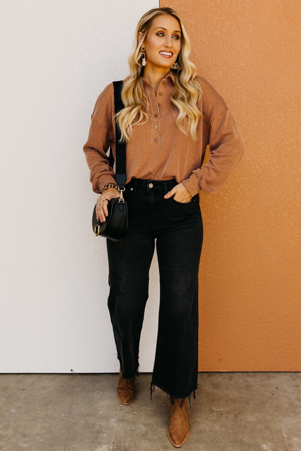 The Kathleen Ribbed Henley Knit Top