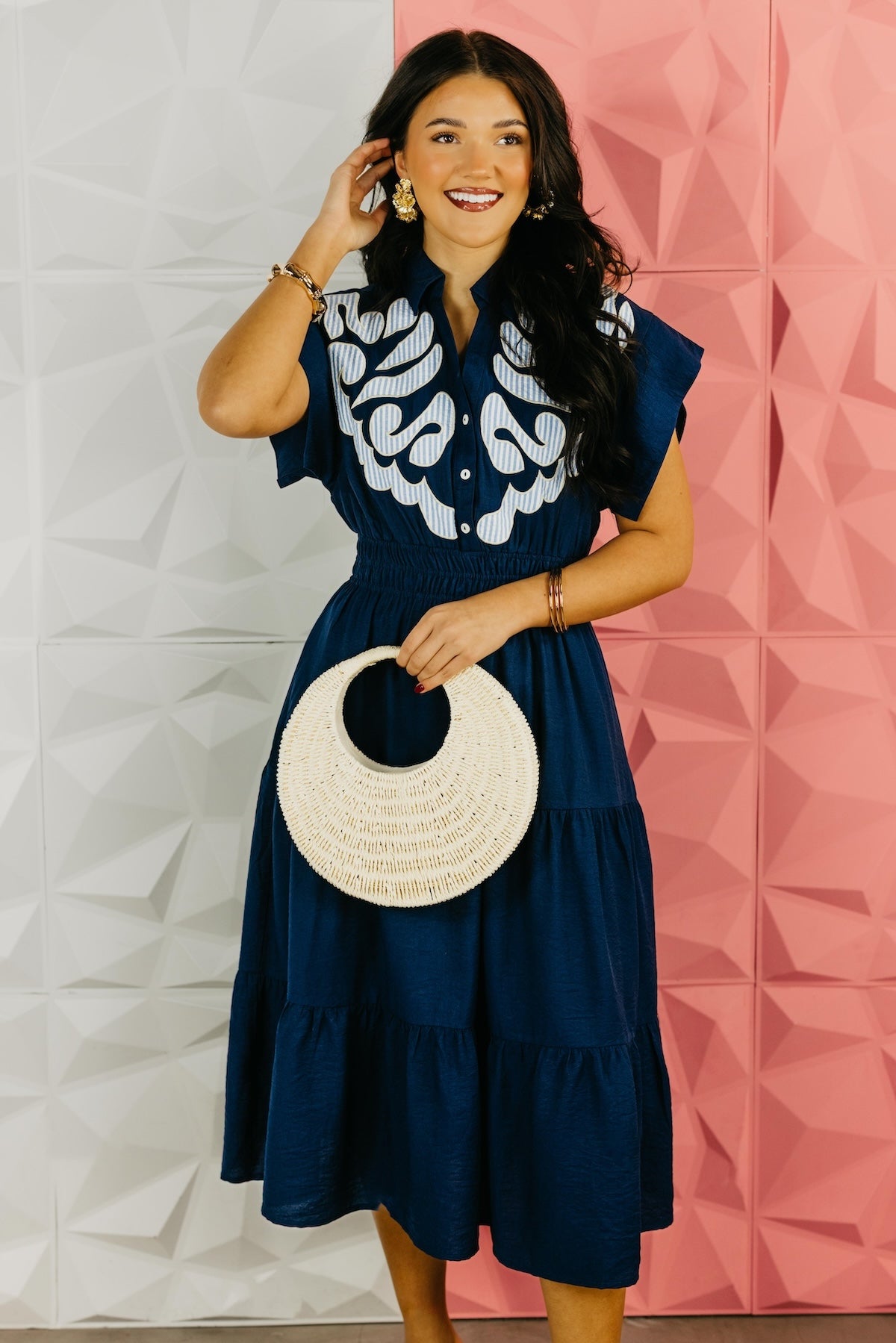 The Isaiah Embroidered Tiered Midi Dress