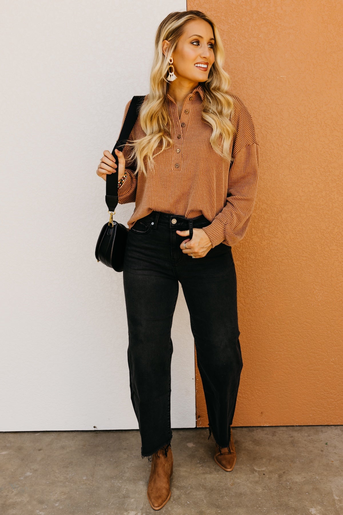 The Kathleen Ribbed Henley Knit Top