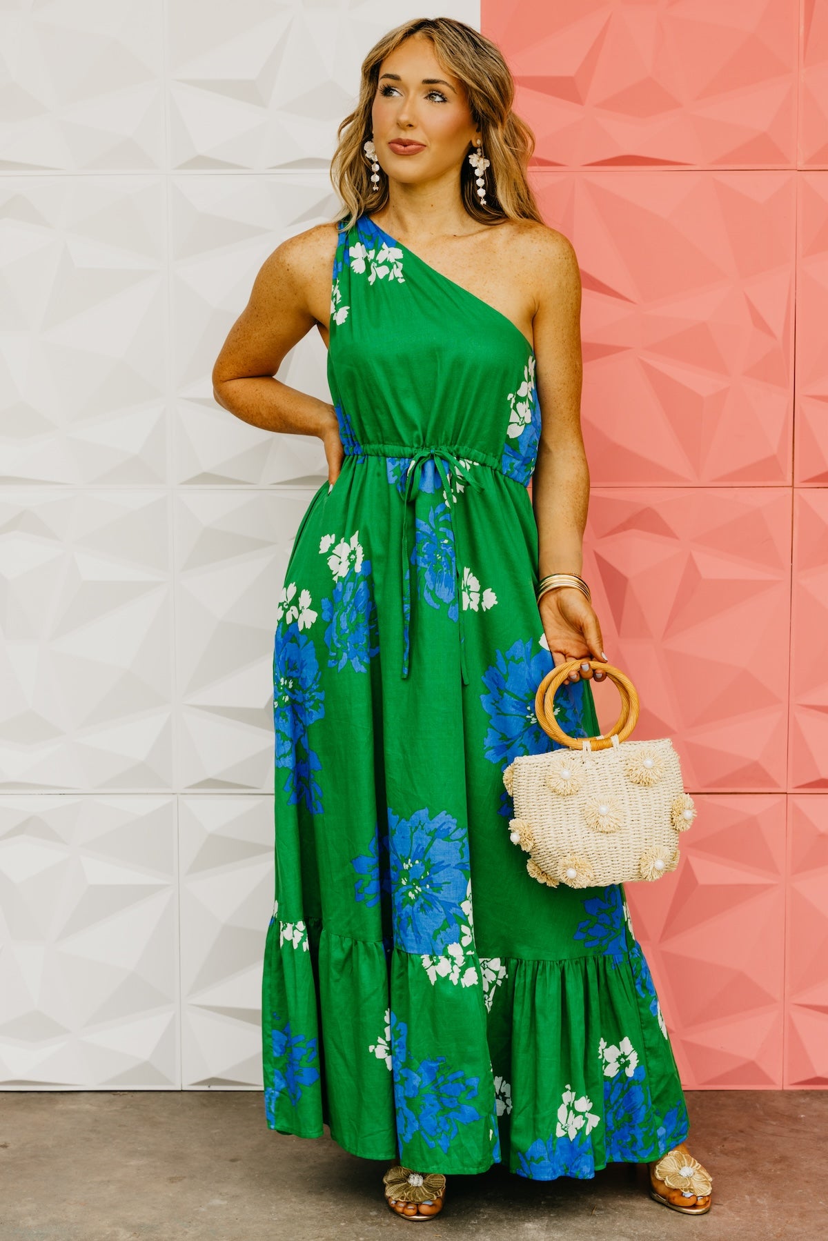 The Gustavo Floral One Shoulder Maxi Dress