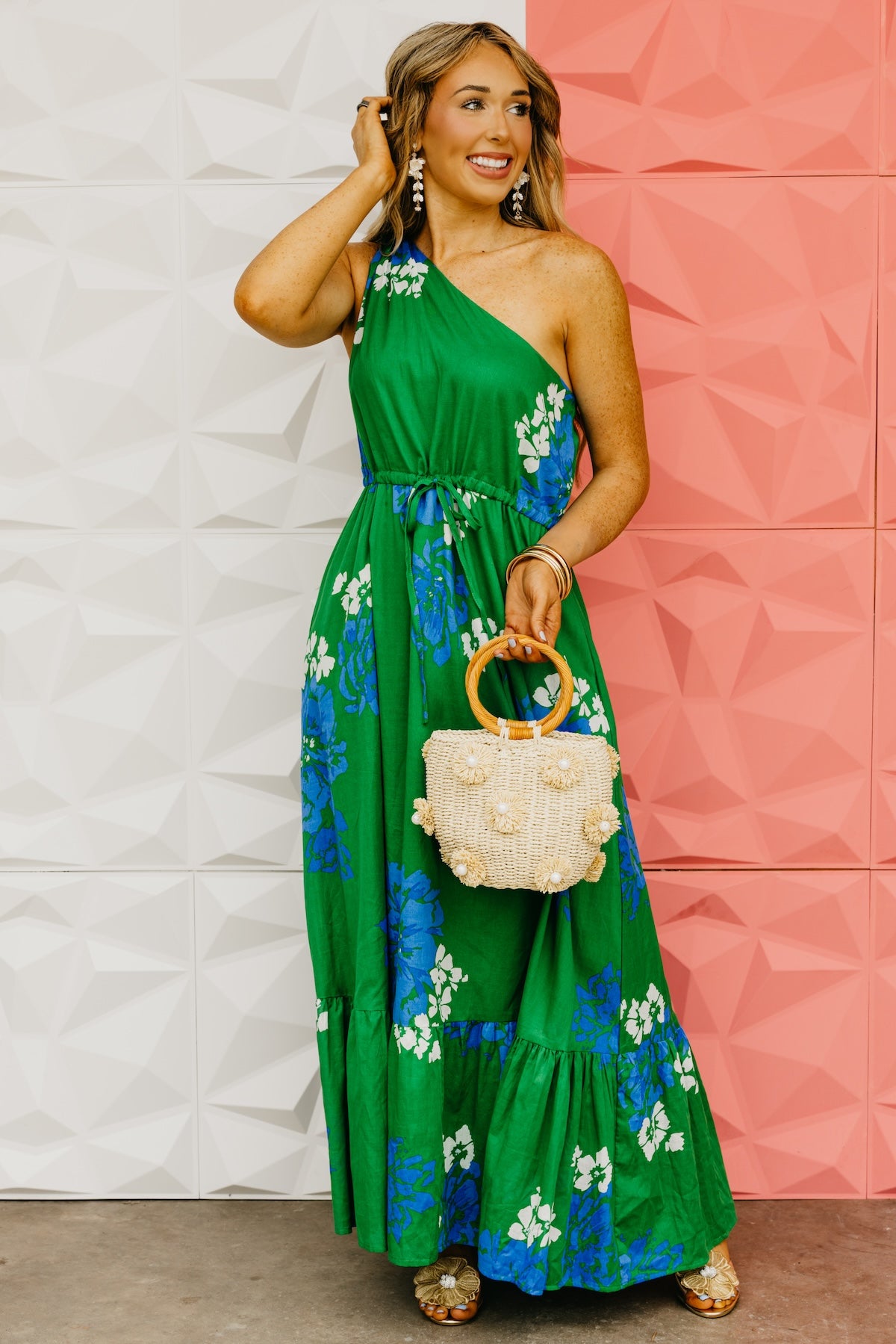 The Gustavo Floral One Shoulder Maxi Dress