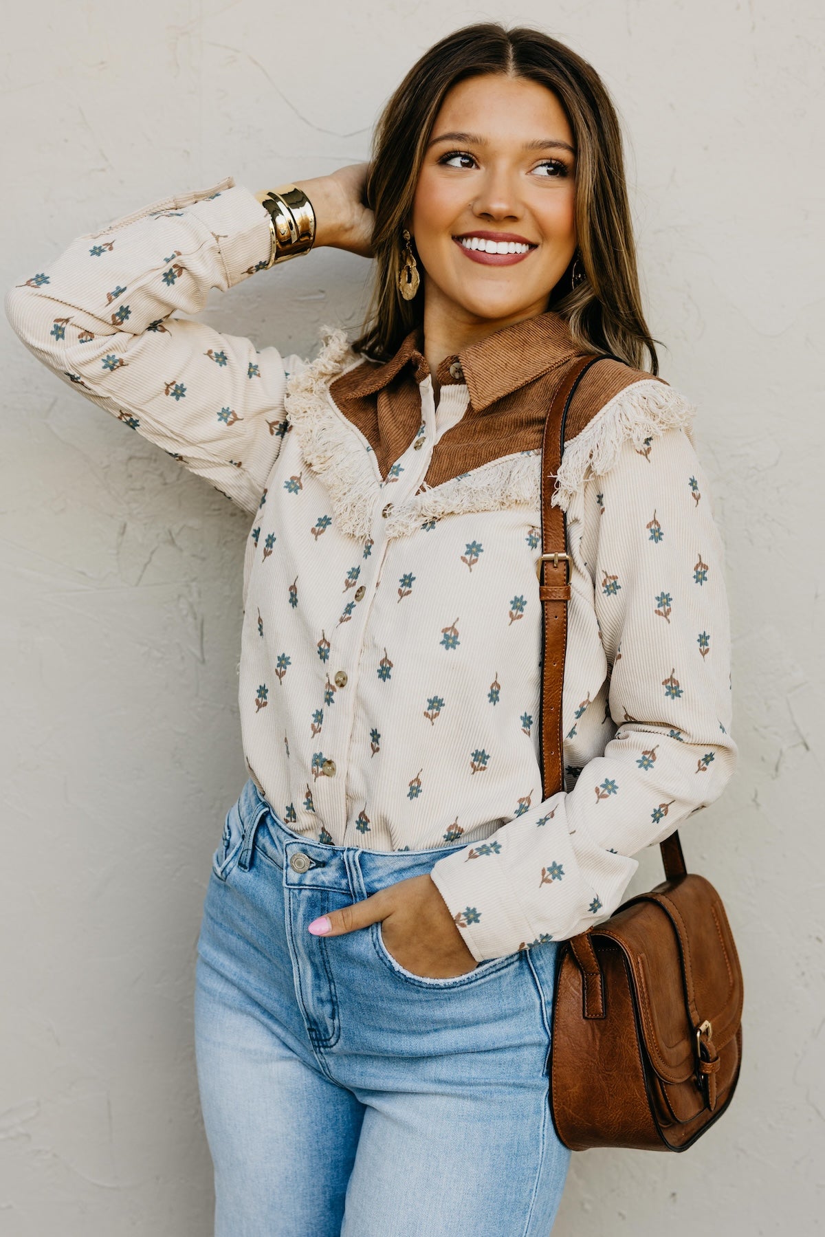 The Aubrielle Corduroy Fringe Shirt