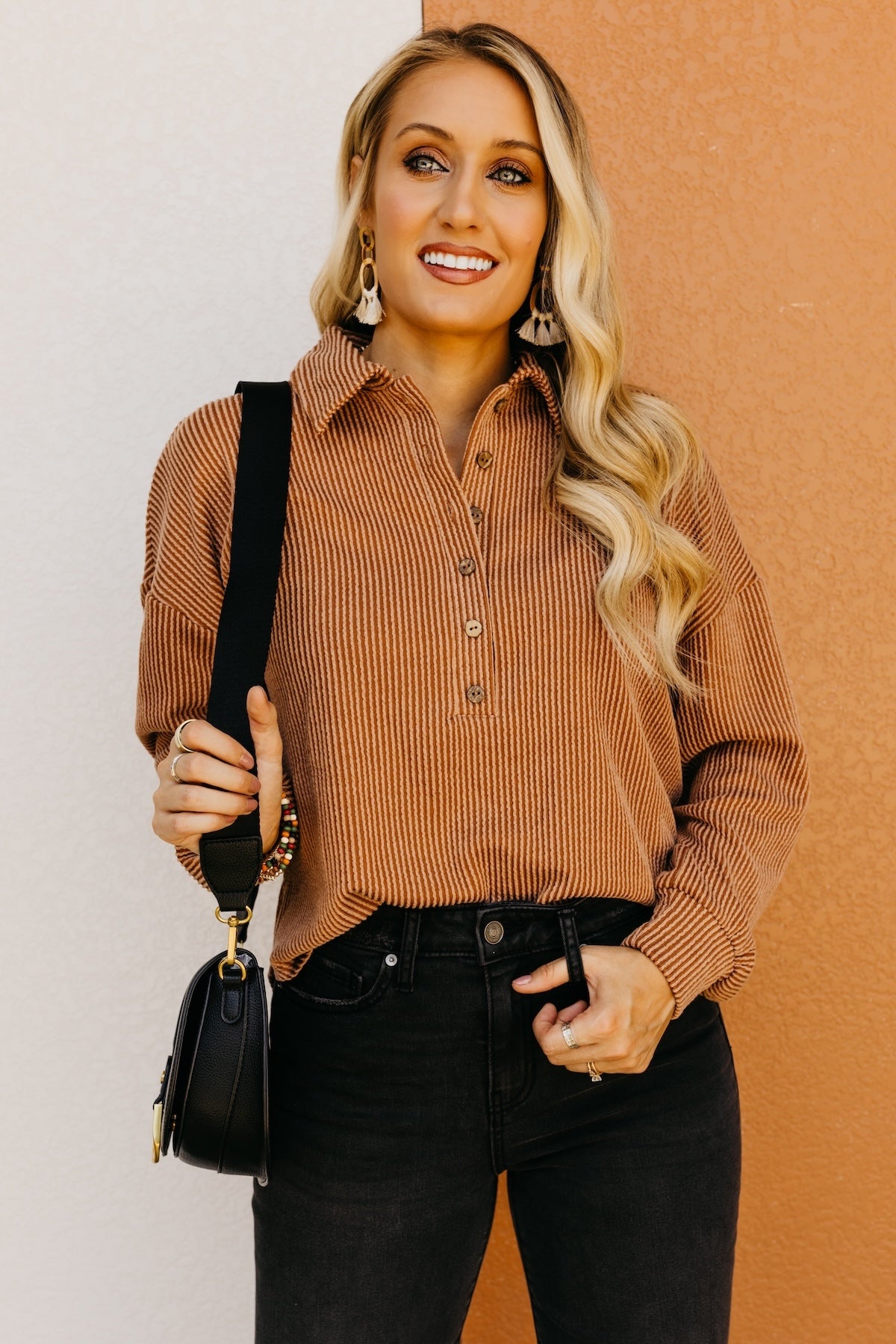 The Kathleen Ribbed Henley Knit Top