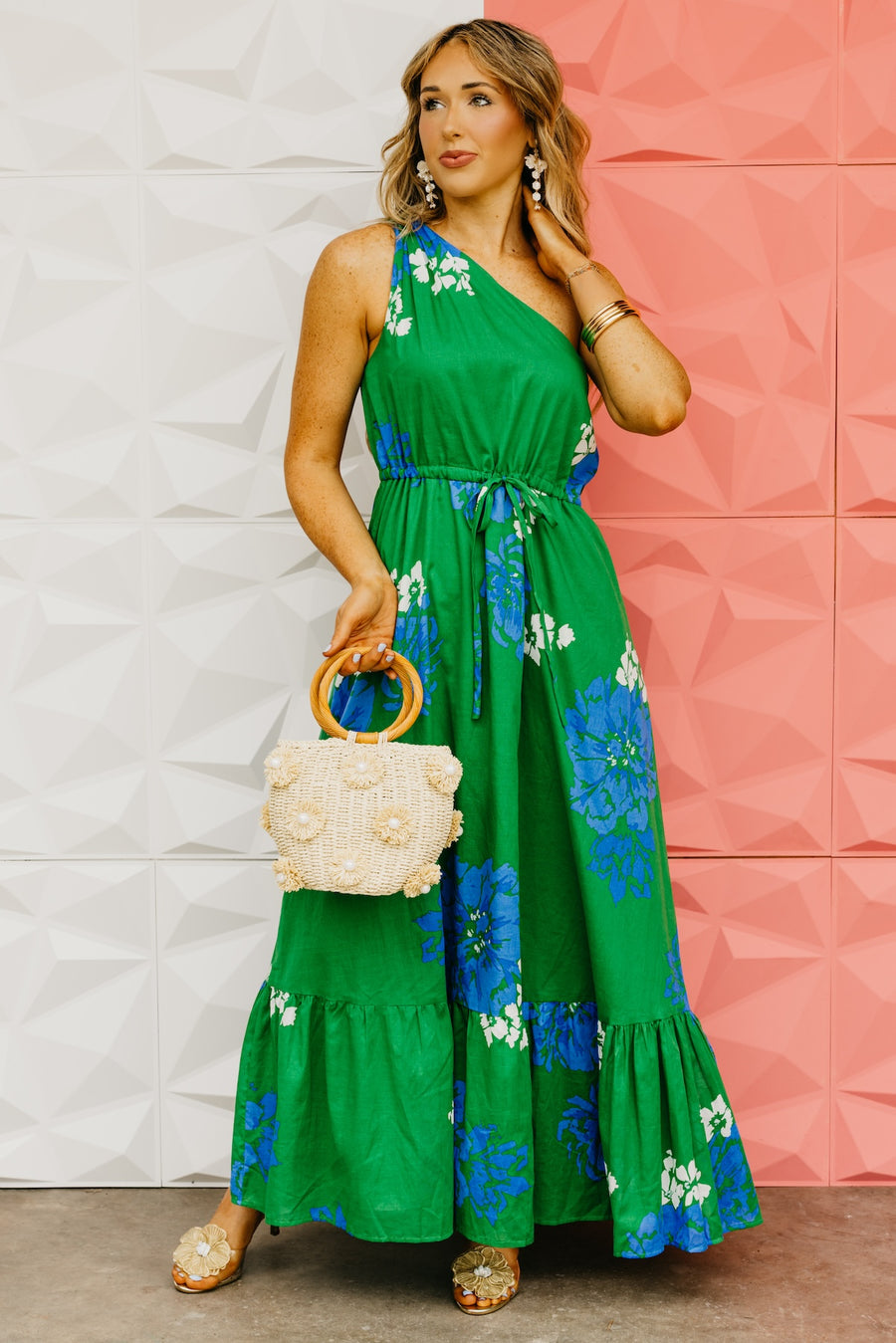 The Gustavo Floral One Shoulder Maxi Dress