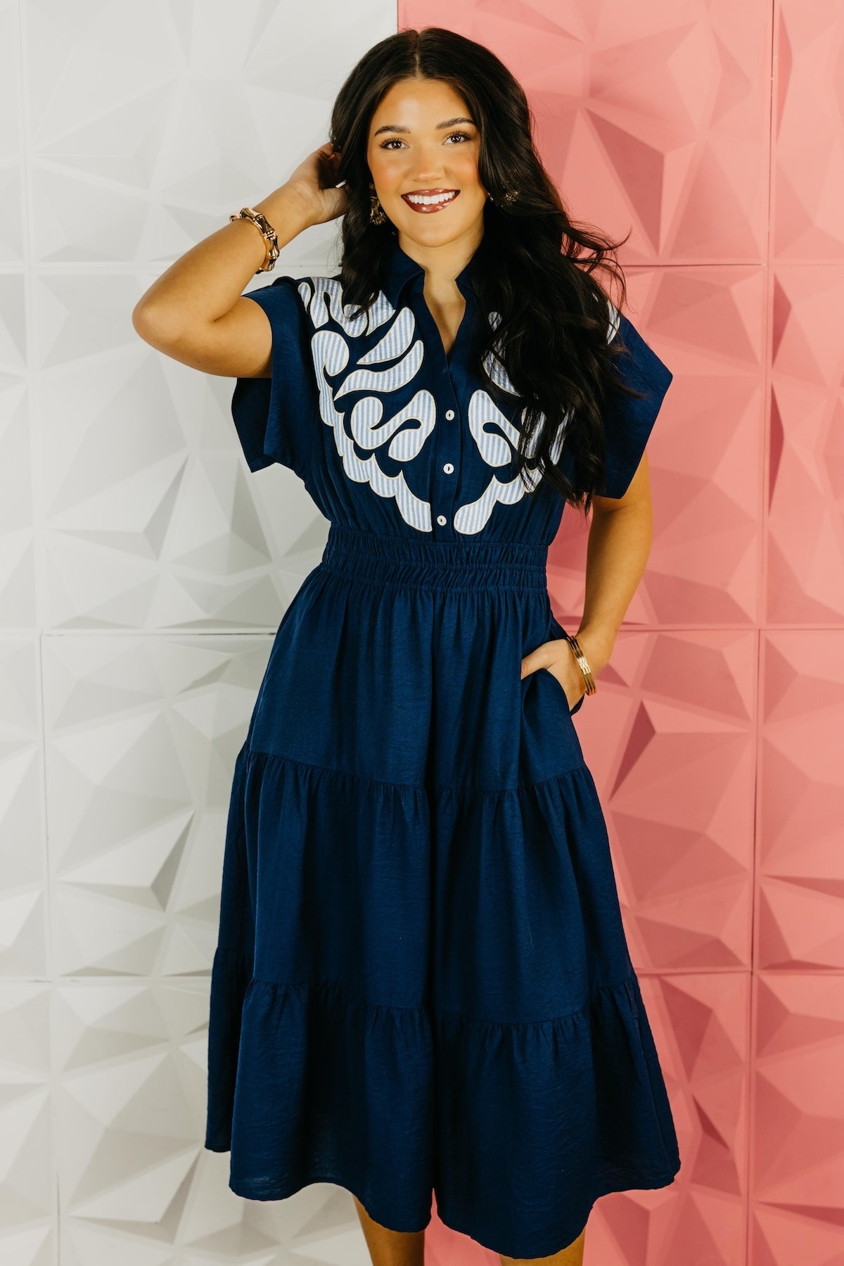 The Isaiah Embroidered Tiered Midi Dress