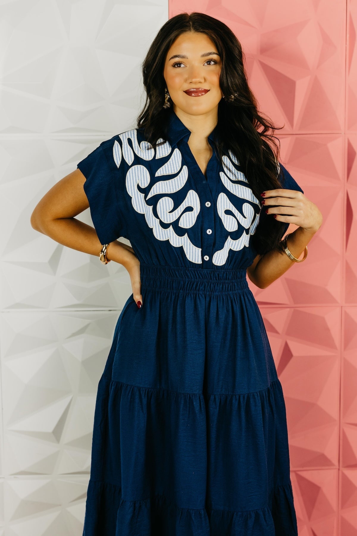 The Isaiah Embroidered Tiered Midi Dress