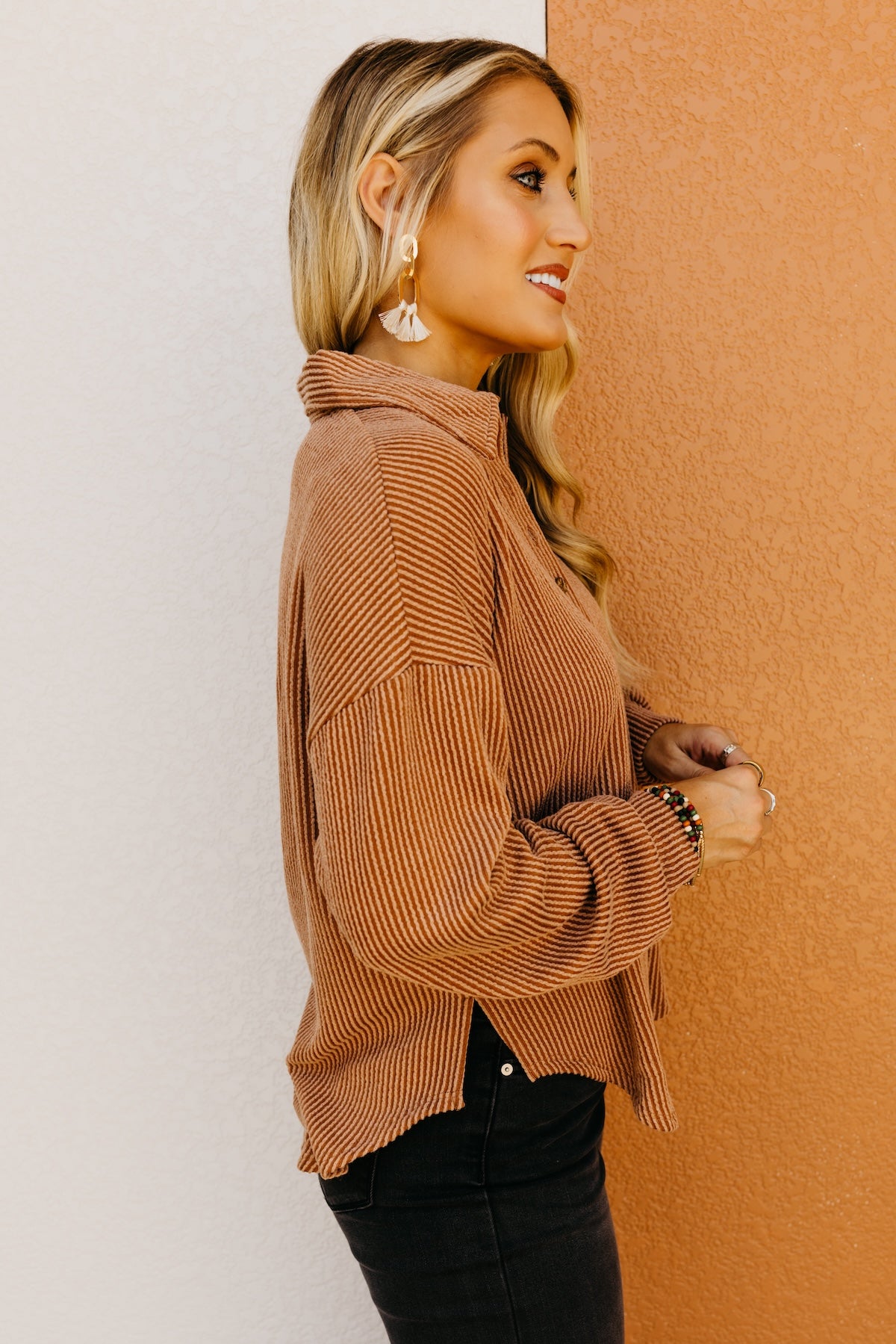 The Kathleen Ribbed Henley Knit Top