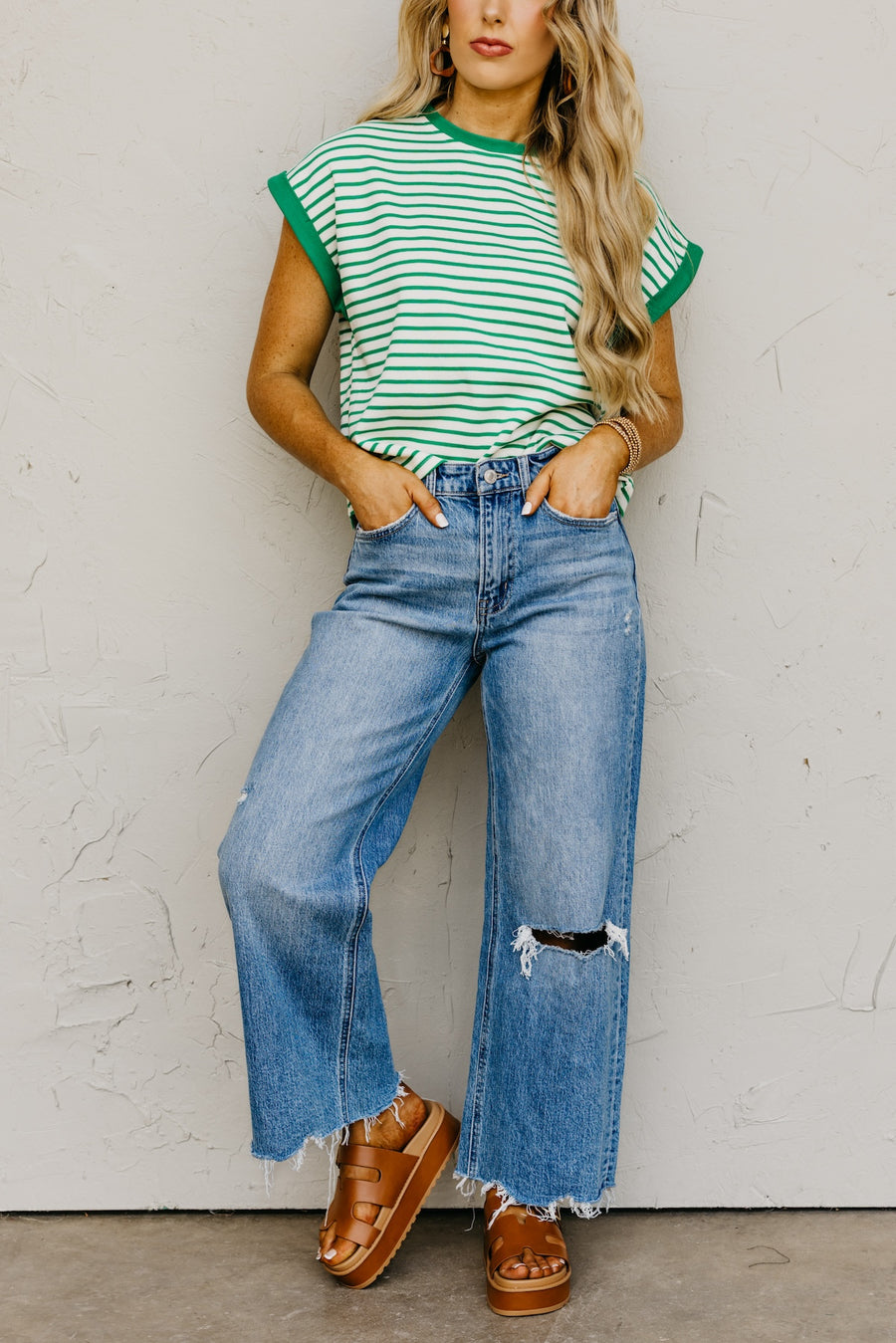 Vervet Denim | The Olivia Distressed Hem Wide Leg Denim
