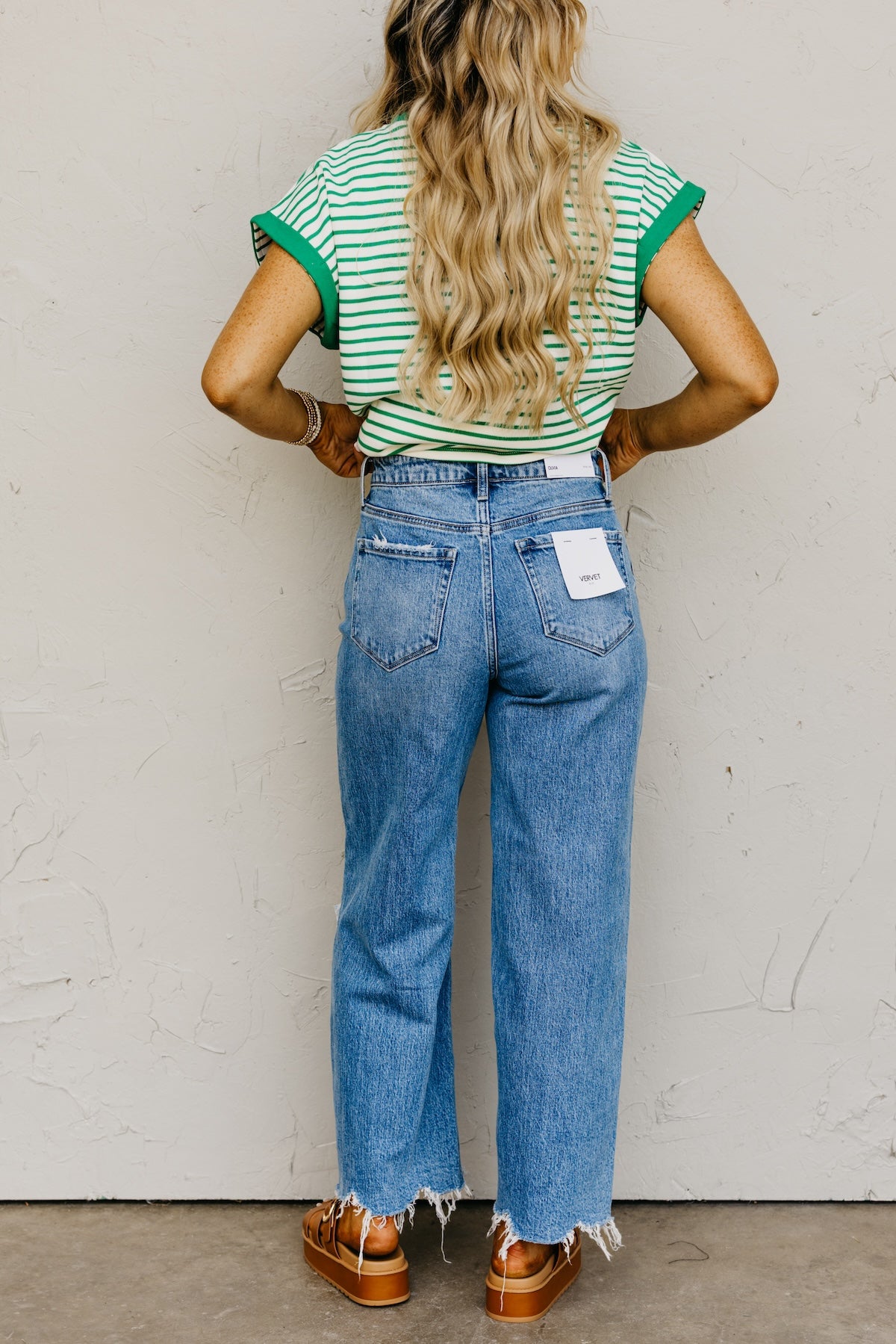 Vervet Denim | The Olivia Distressed Hem Wide Leg Denim