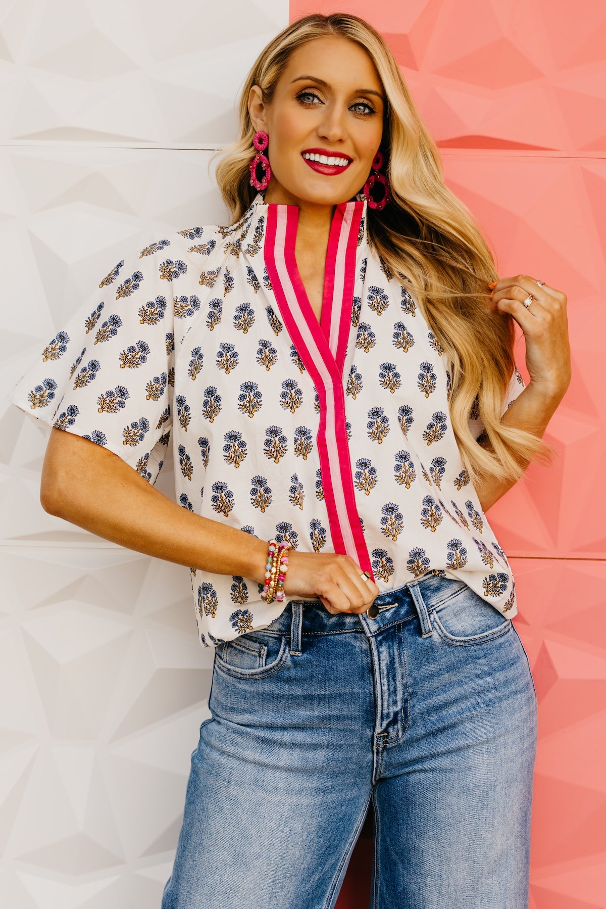 The Georgia Floral Smock Neck Top