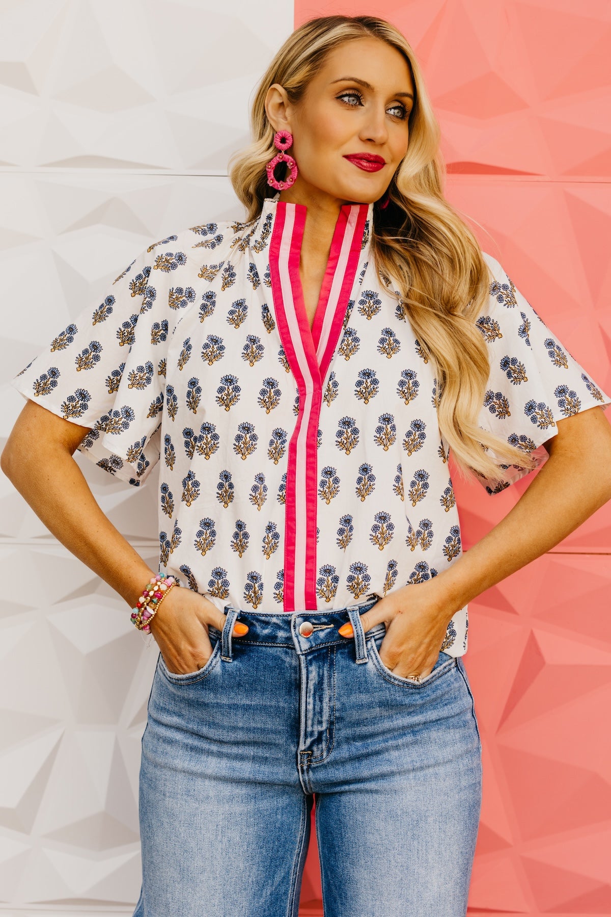 The Georgia Floral Smock Neck Top