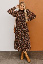 The Gerald Floral Mock Neck Midi Dress