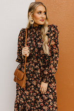 The Gerald Floral Mock Neck Midi Dress