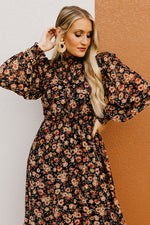 The Gerald Floral Mock Neck Midi Dress