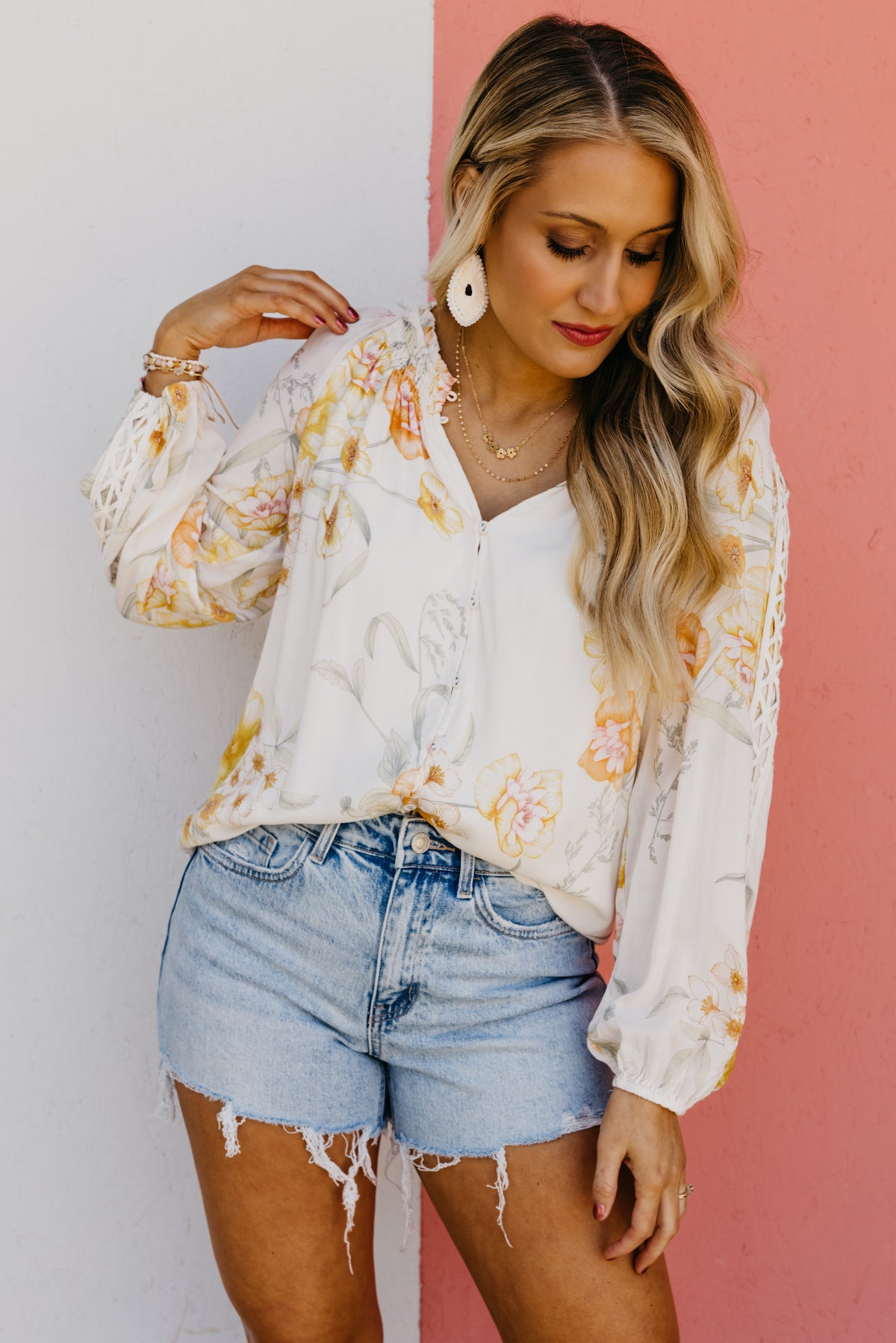 The Kepner Floral Button Front Blouse