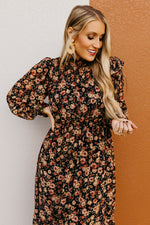 The Gerald Floral Mock Neck Midi Dress