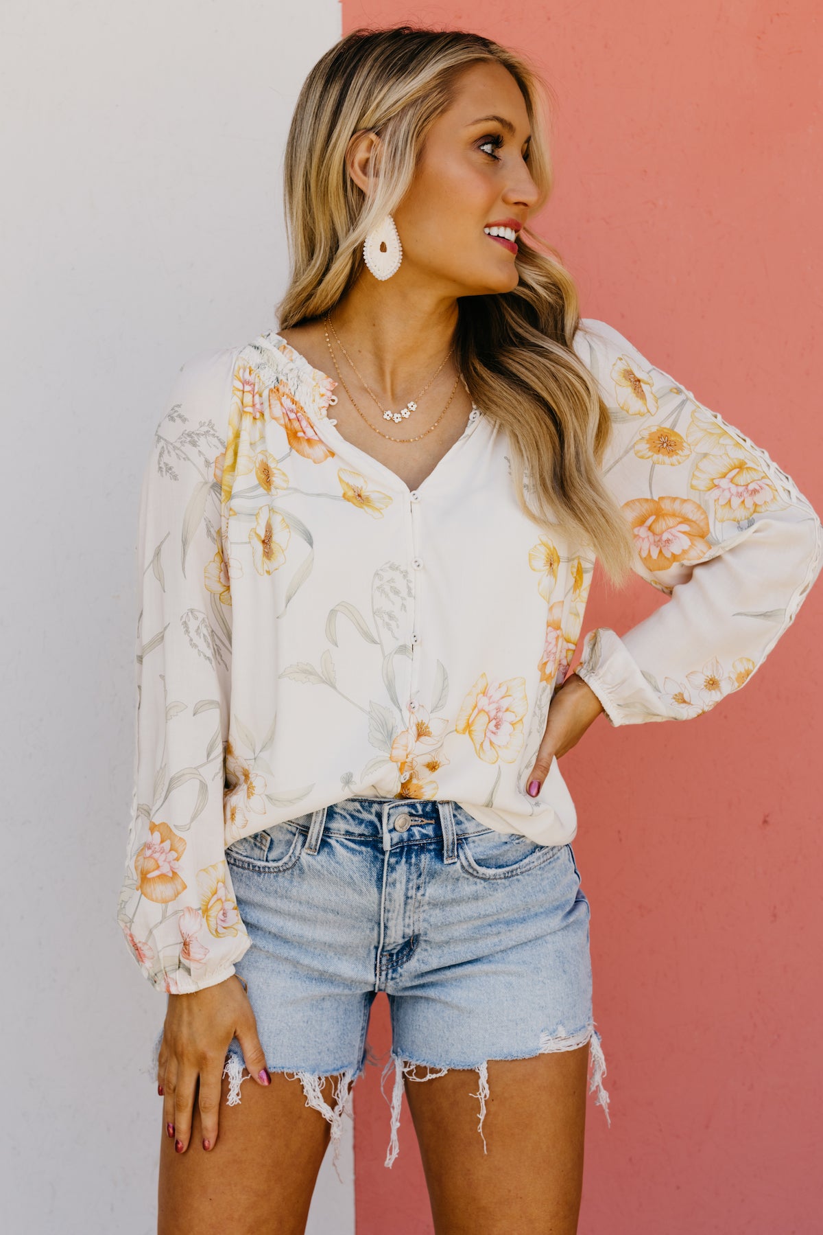 The Kepner Floral Button Front Blouse
