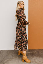 The Gerald Floral Mock Neck Midi Dress