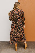 The Gerald Floral Mock Neck Midi Dress