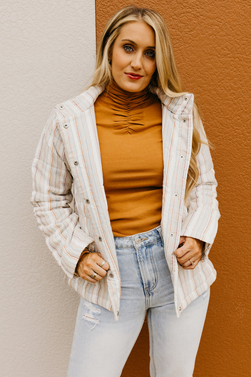 The Cory Striped Quilted Coat