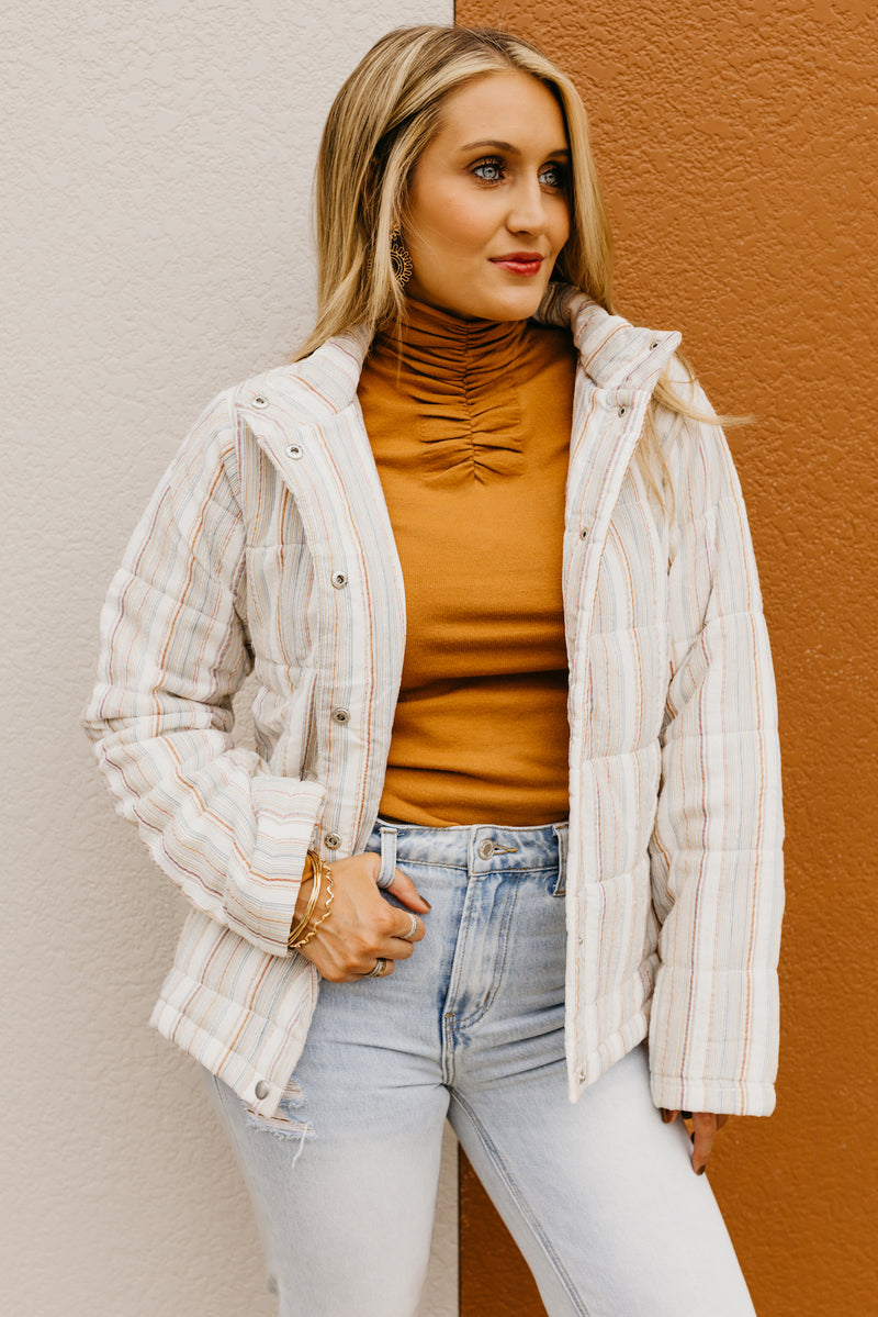 The Cory Striped Quilted Coat