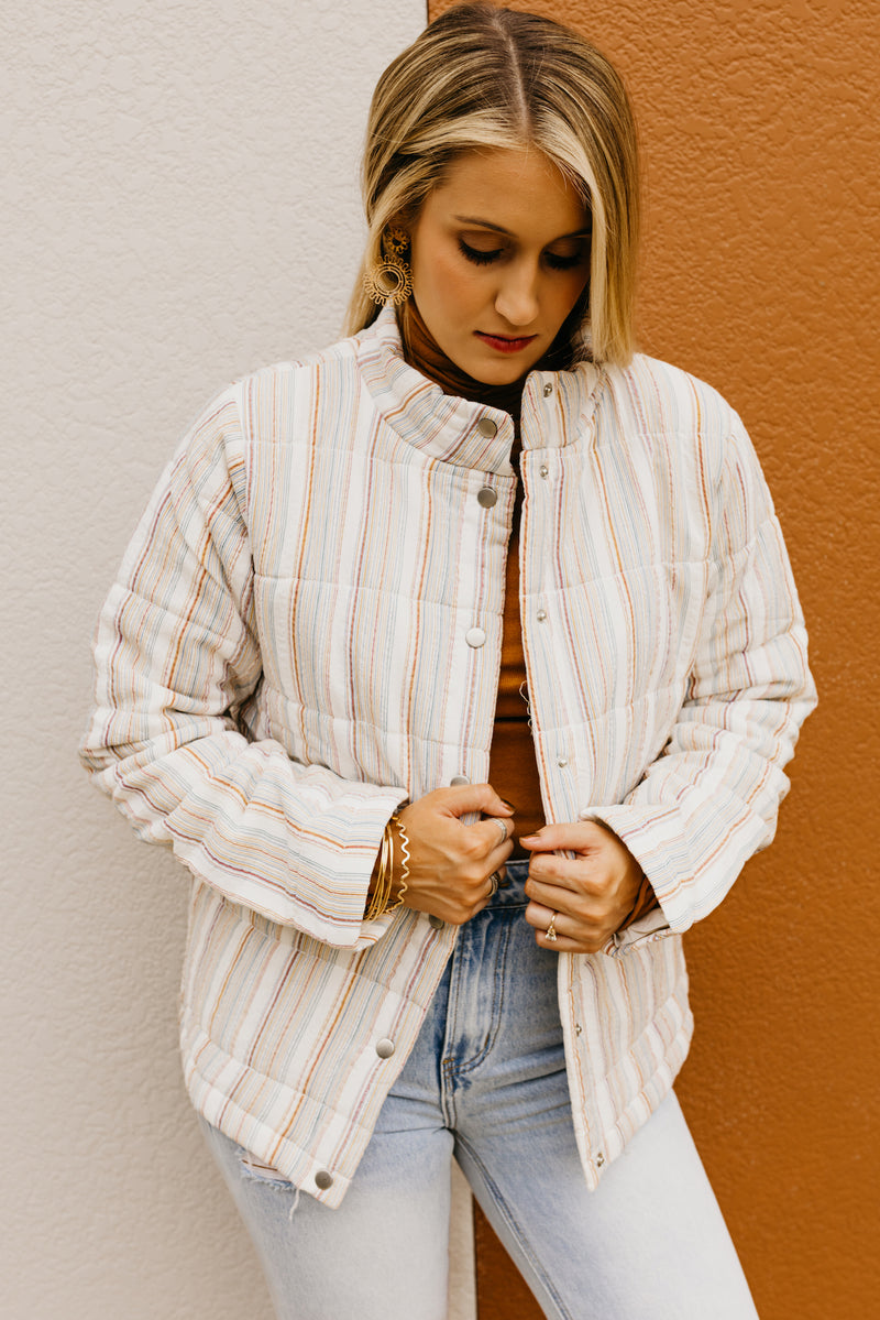 The Cory Striped Quilted Coat