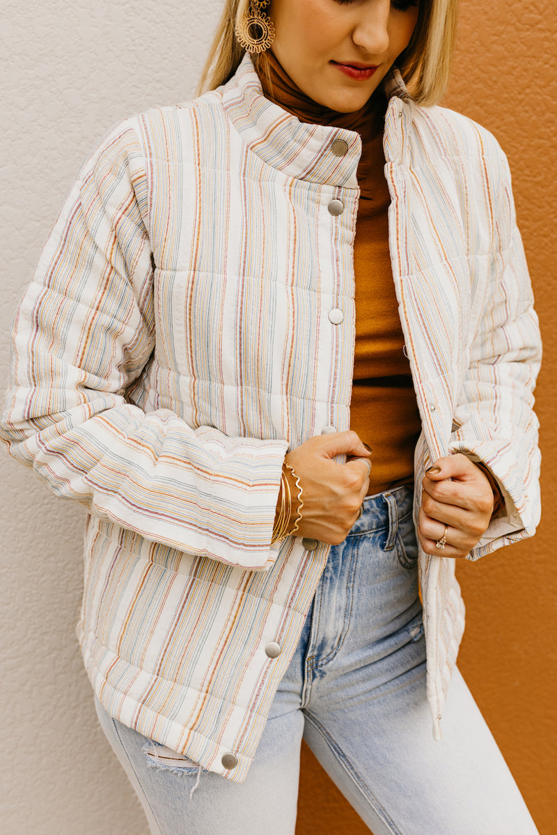 The Cory Striped Quilted Coat