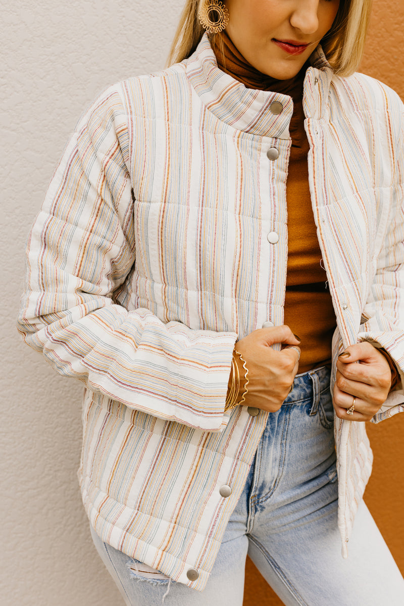 The Cory Striped Quilted Coat