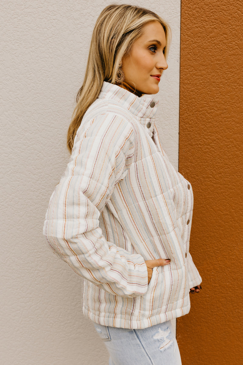 The Cory Striped Quilted Coat