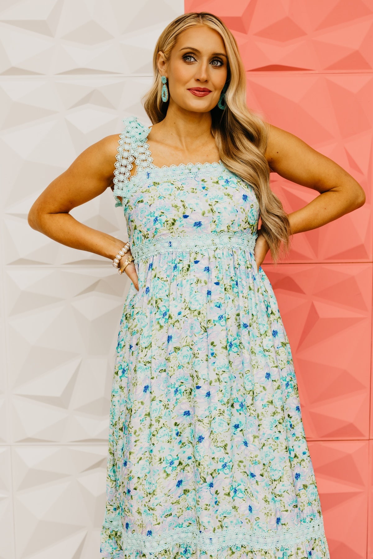 The Demetria Floral Tie Sleeve Maxi Dress