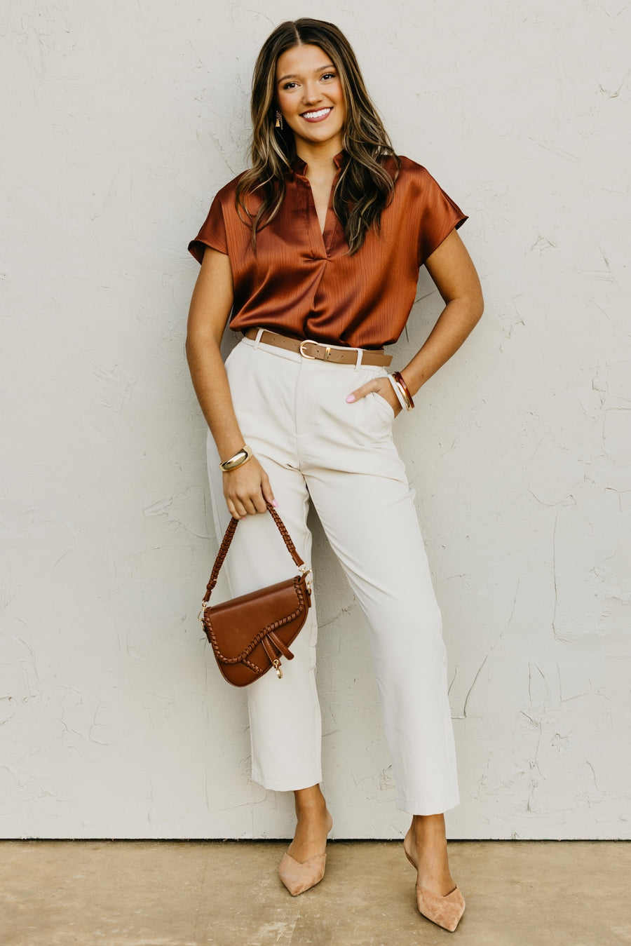 The Melanie Drop Shoulder Crinkle Blouse