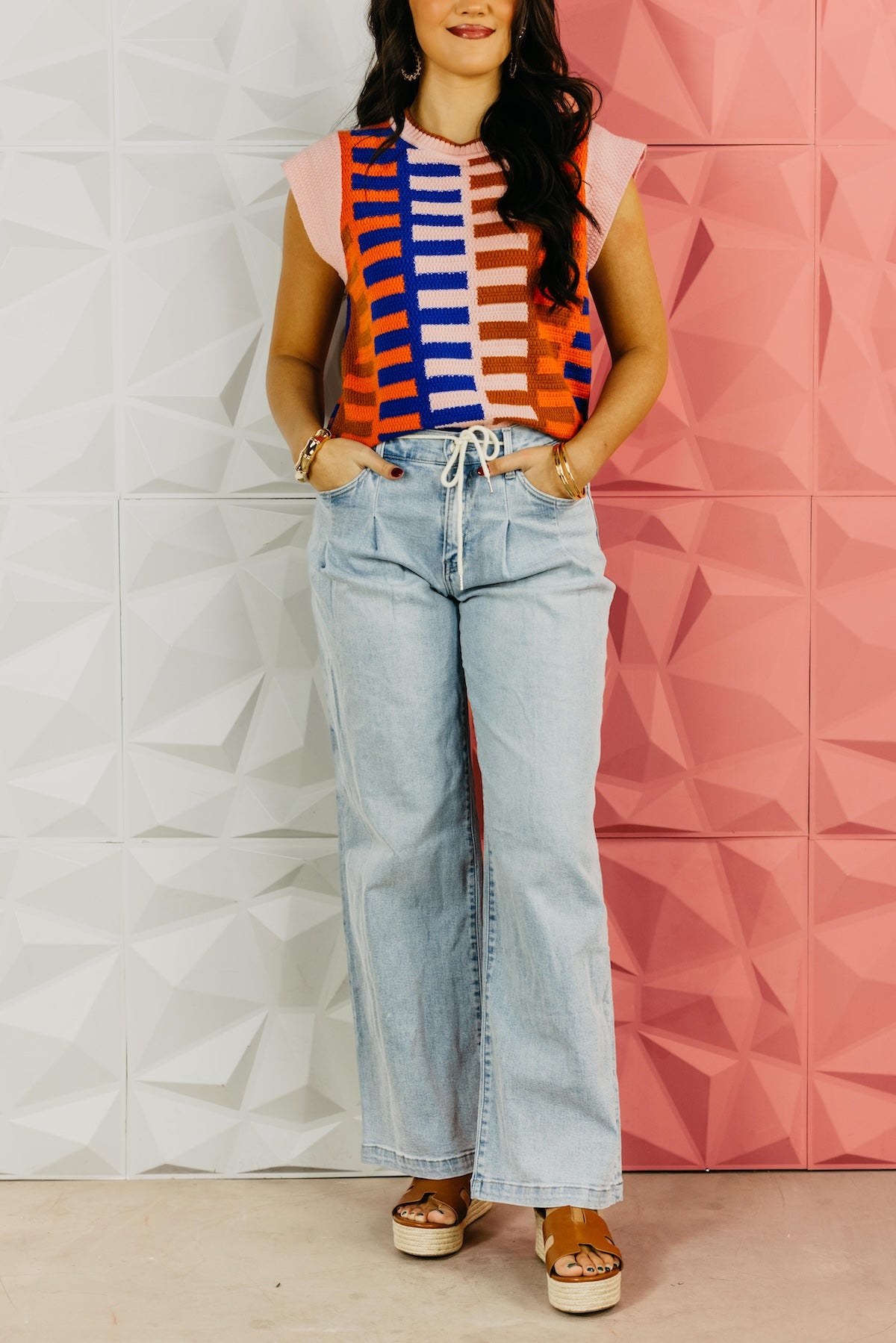 Flying Monkey | Super High Rise Drawcord Elastic Waistband Wide Leg Denim