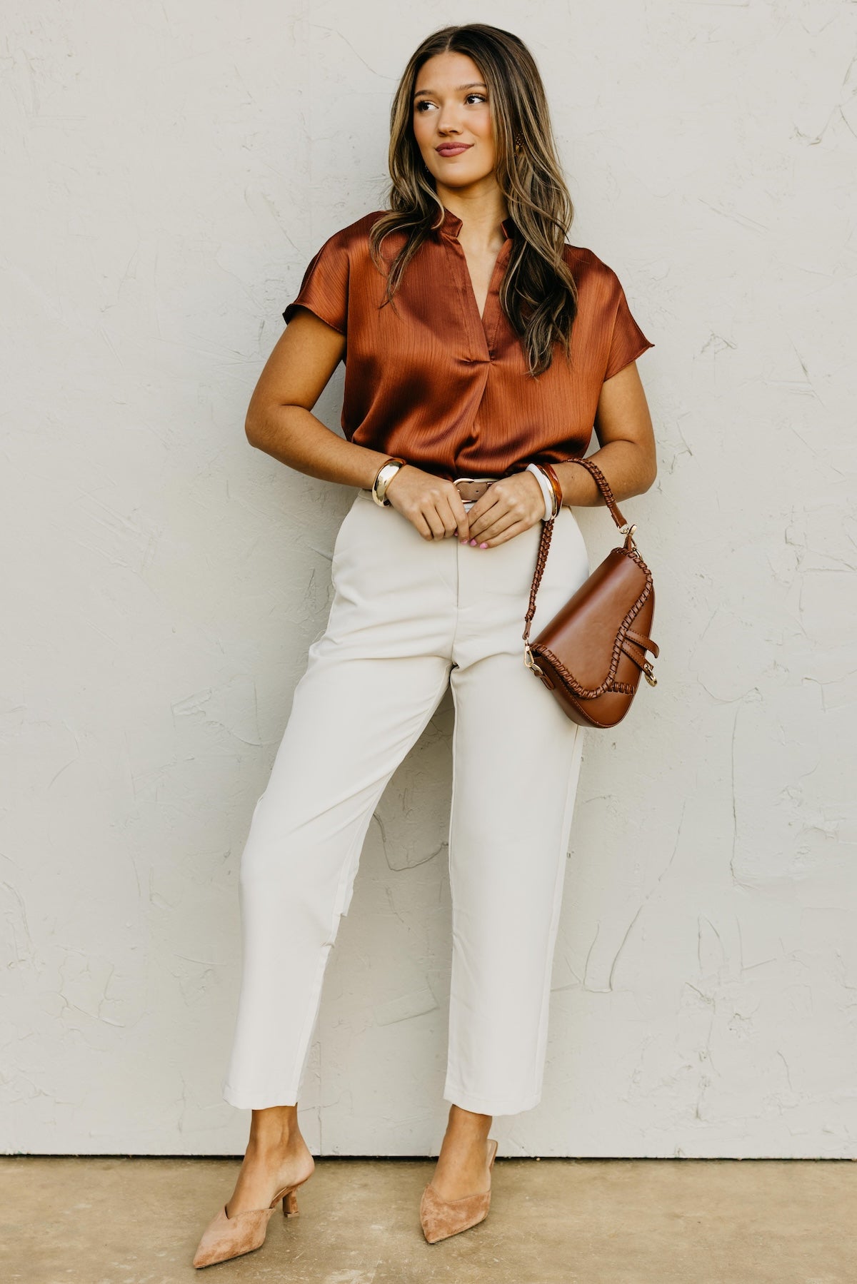 The Melanie Drop Shoulder Crinkle Blouse
