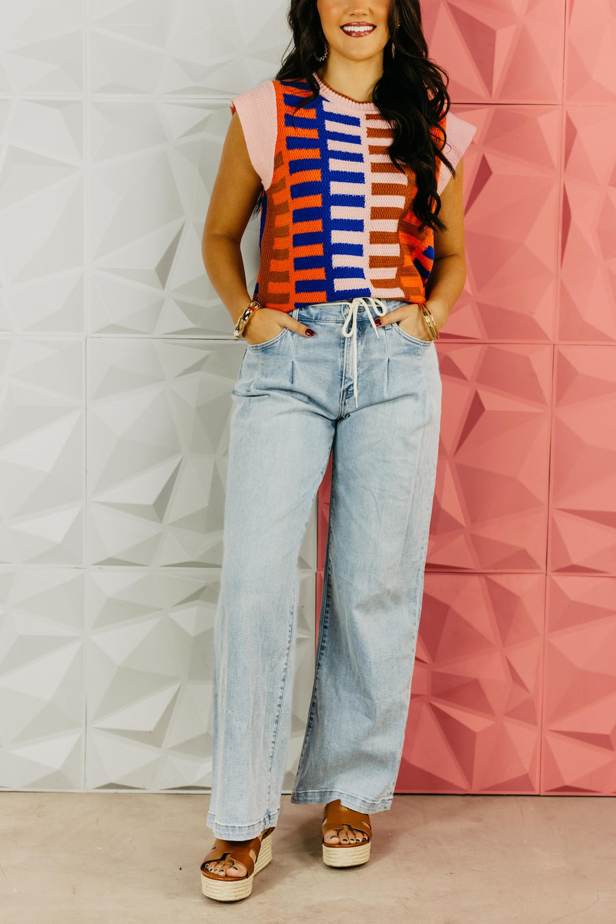 Flying Monkey | Super High Rise Drawcord Elastic Waistband Wide Leg Denim