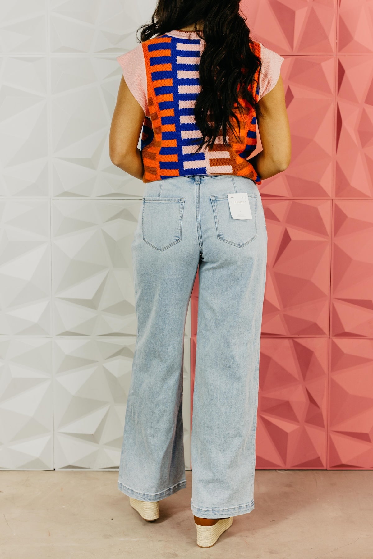 Flying Monkey | Super High Rise Drawcord Elastic Waistband Wide Leg Denim