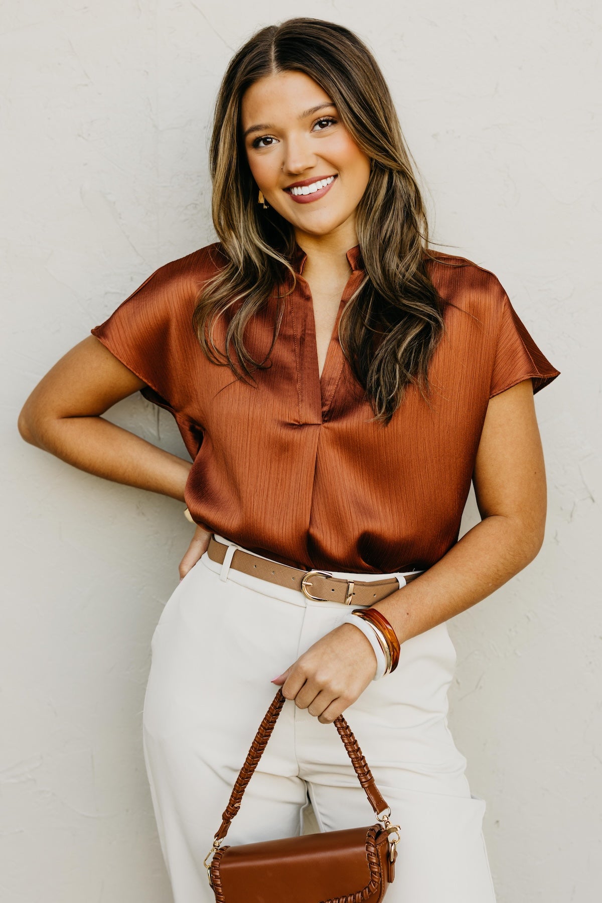 The Melanie Drop Shoulder Crinkle Blouse