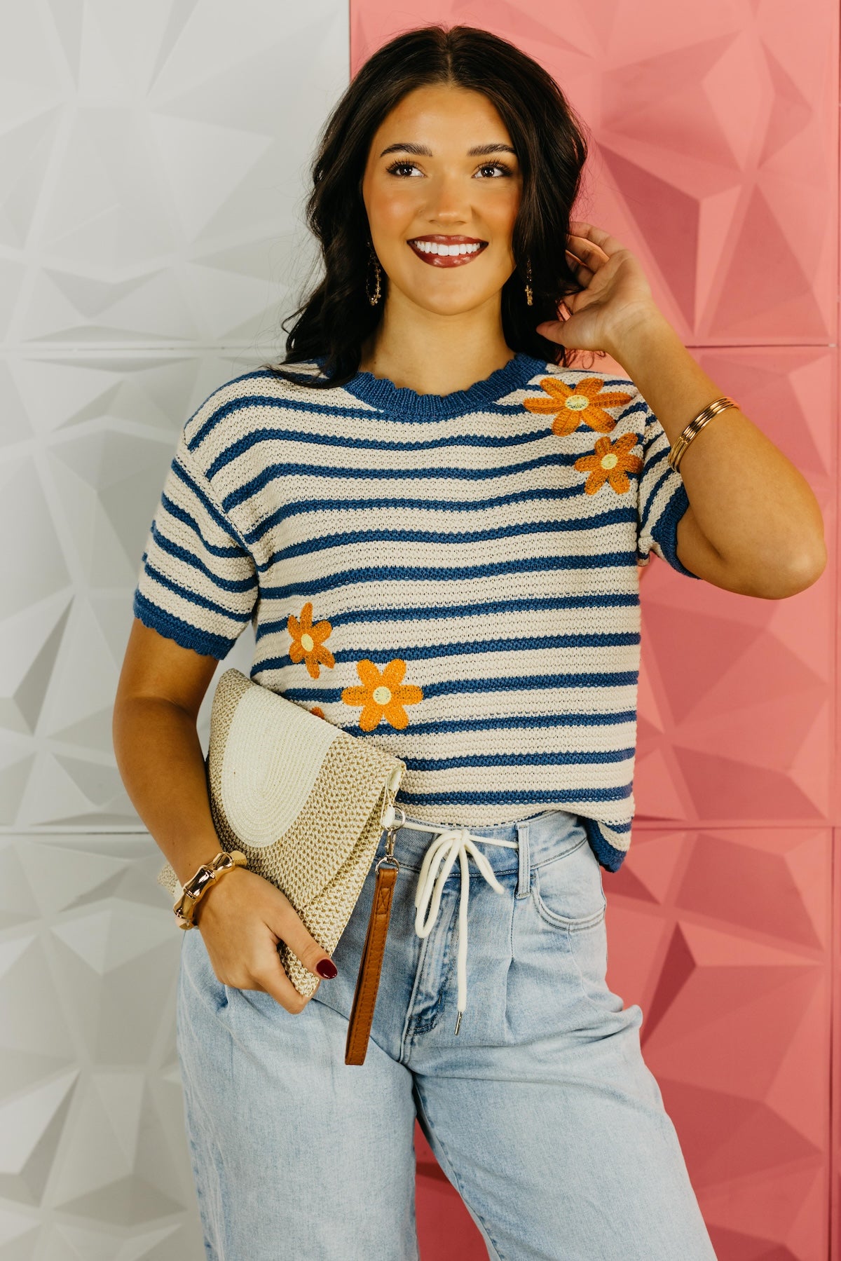 The Adeline Floral Embroidered Sweater Top