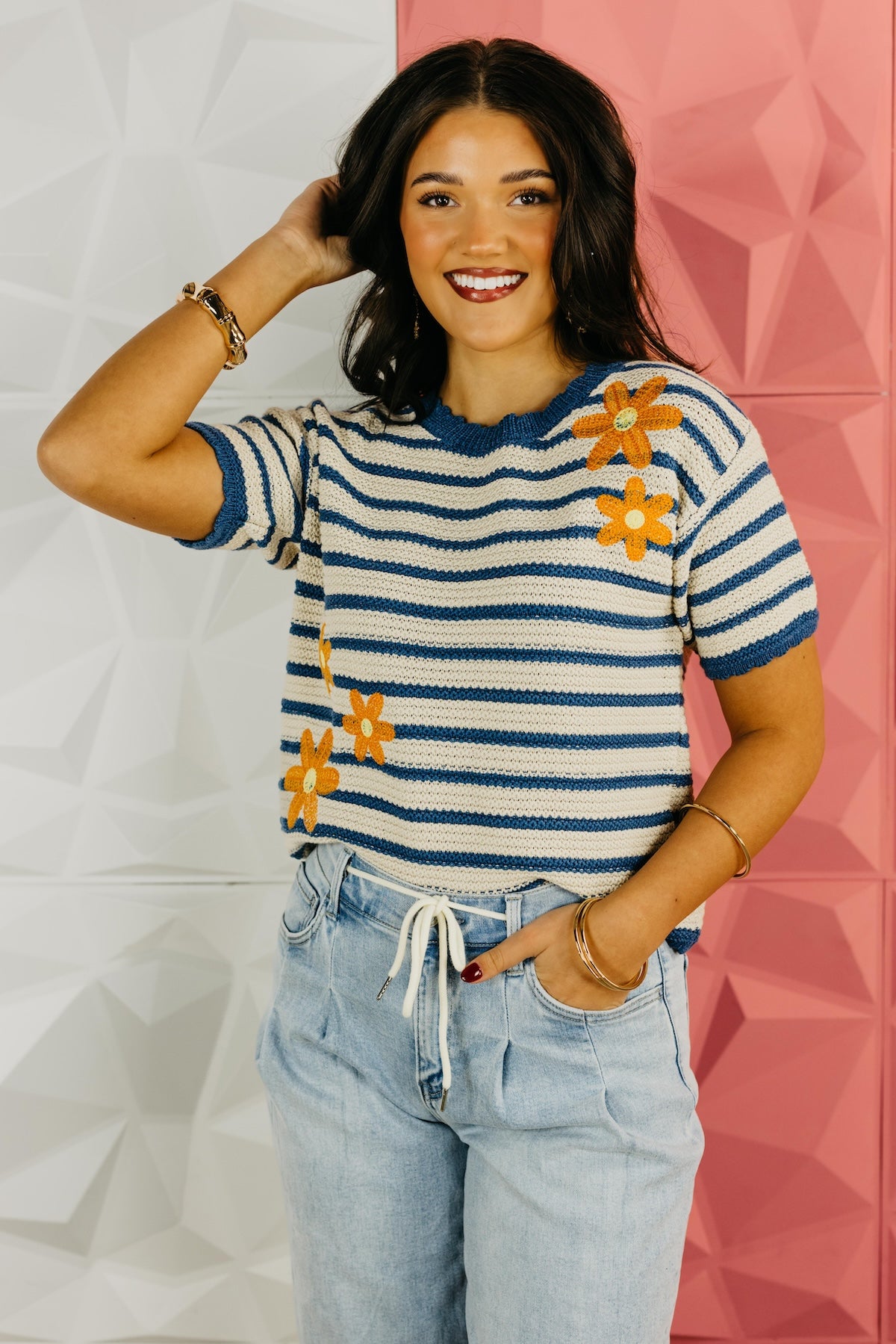 The Adeline Floral Embroidered Sweater Top