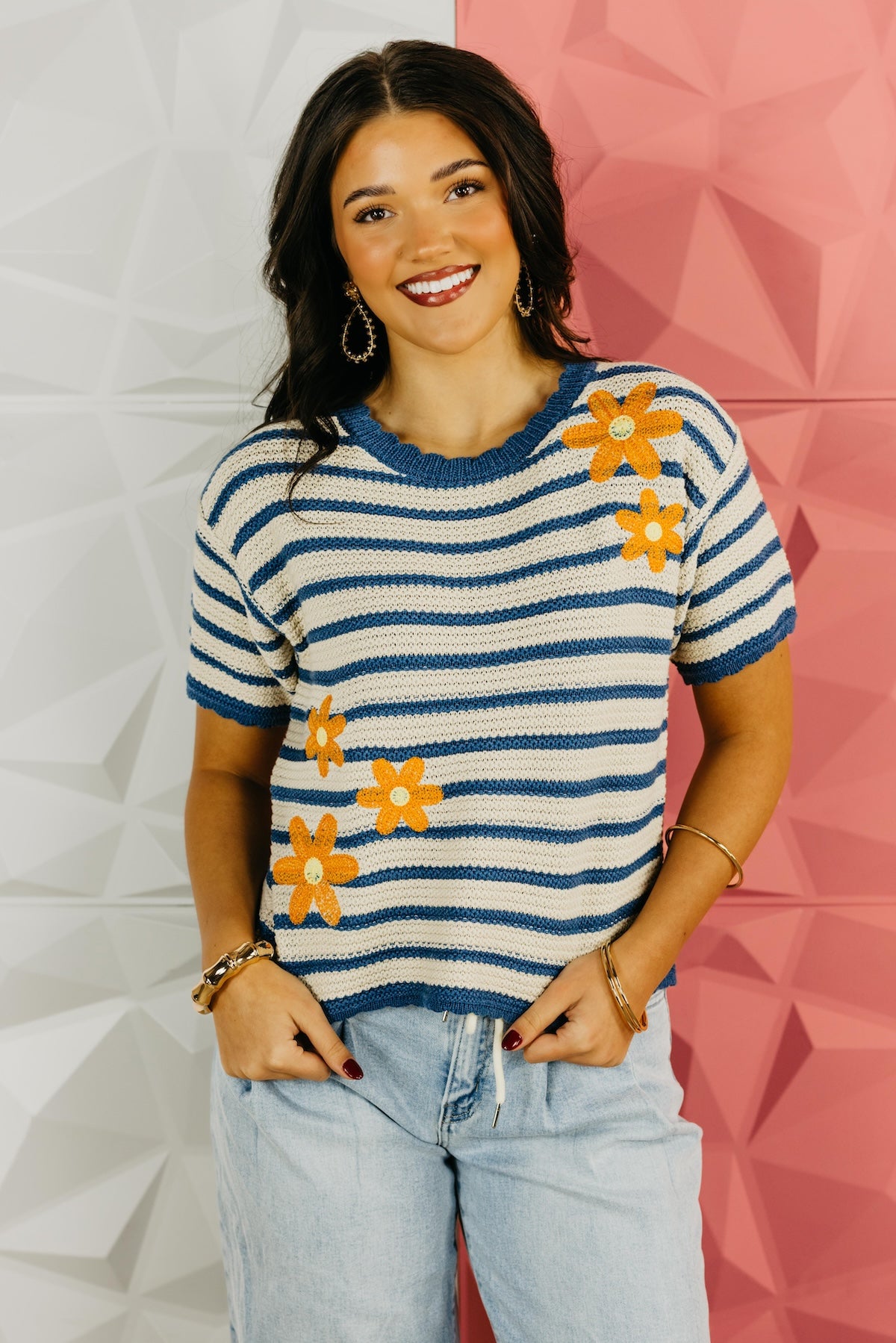 The Adeline Floral Embroidered Sweater Top