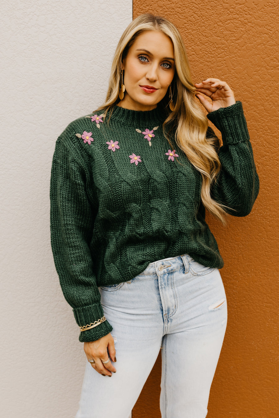 The Nancy Floral Cable Knit Sweater  - FINAL SALE