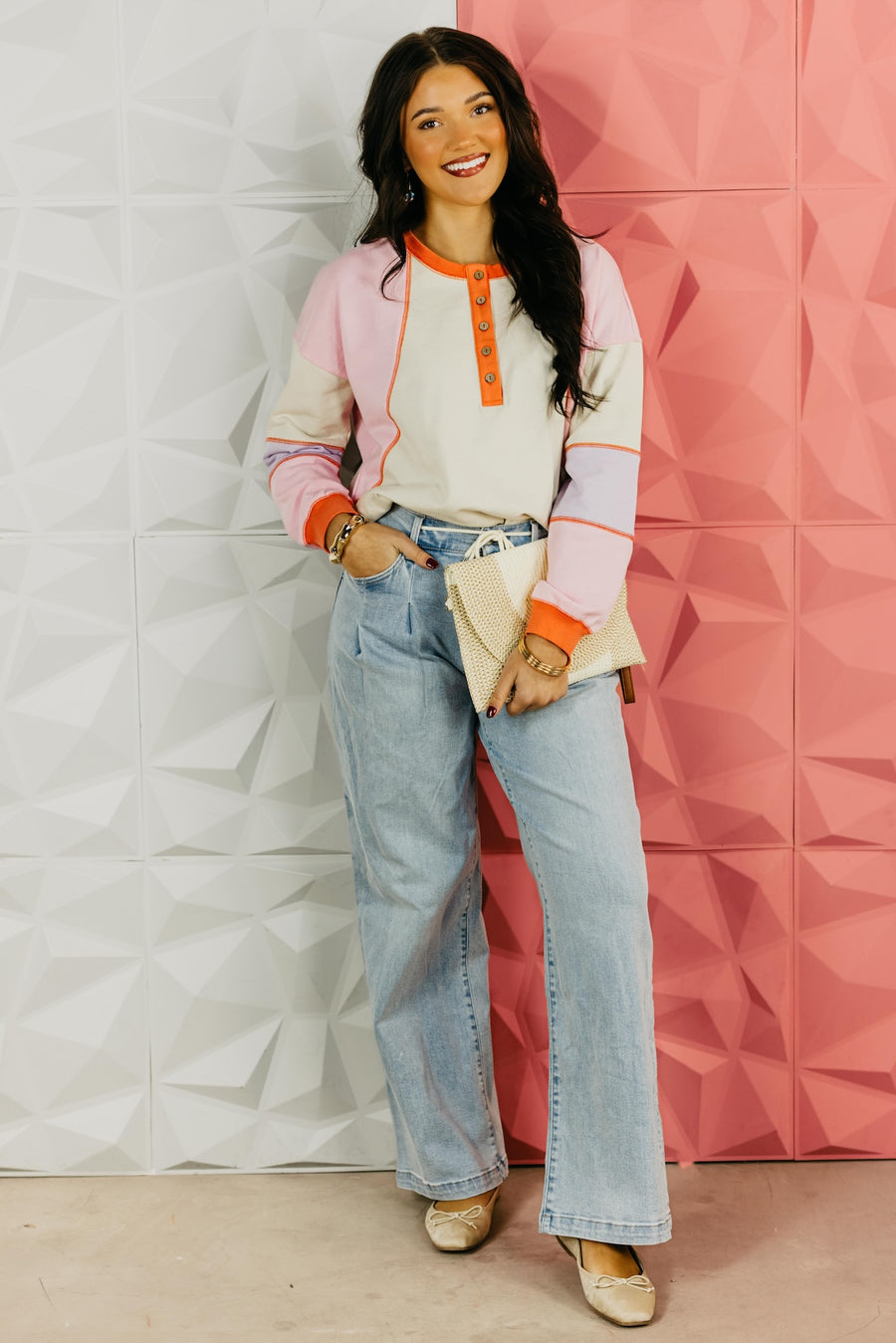 The Madelyn Color Block Henley Top