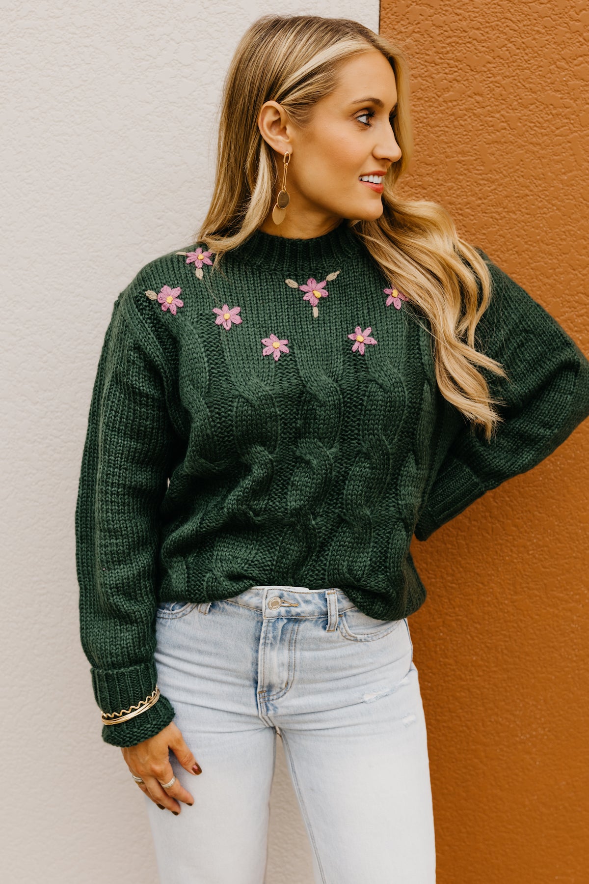 The Nancy Floral Cable Knit Sweater  - FINAL SALE