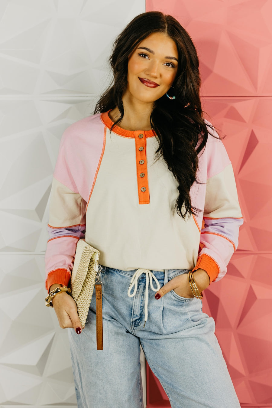 The Madelyn Color Block Henley Top