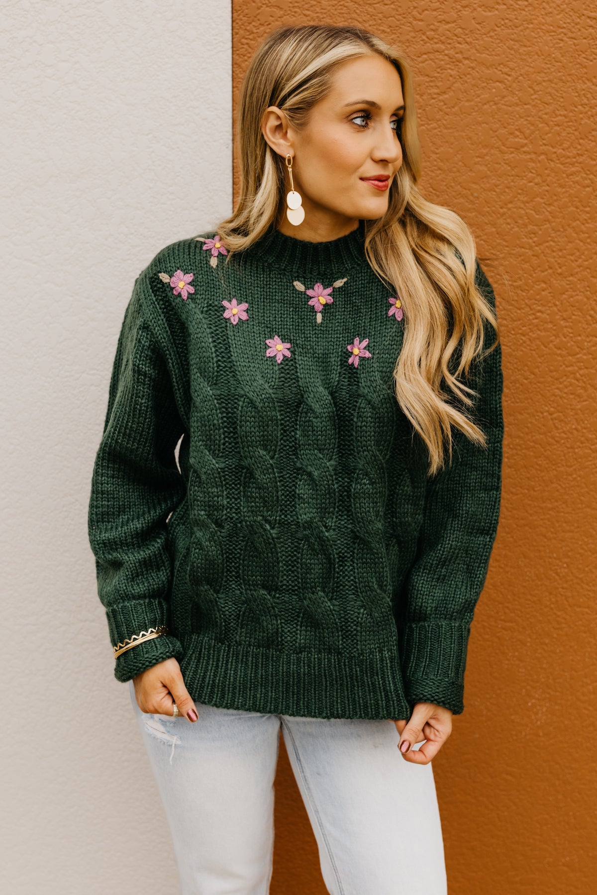 The Nancy Floral Cable Knit Sweater  - FINAL SALE