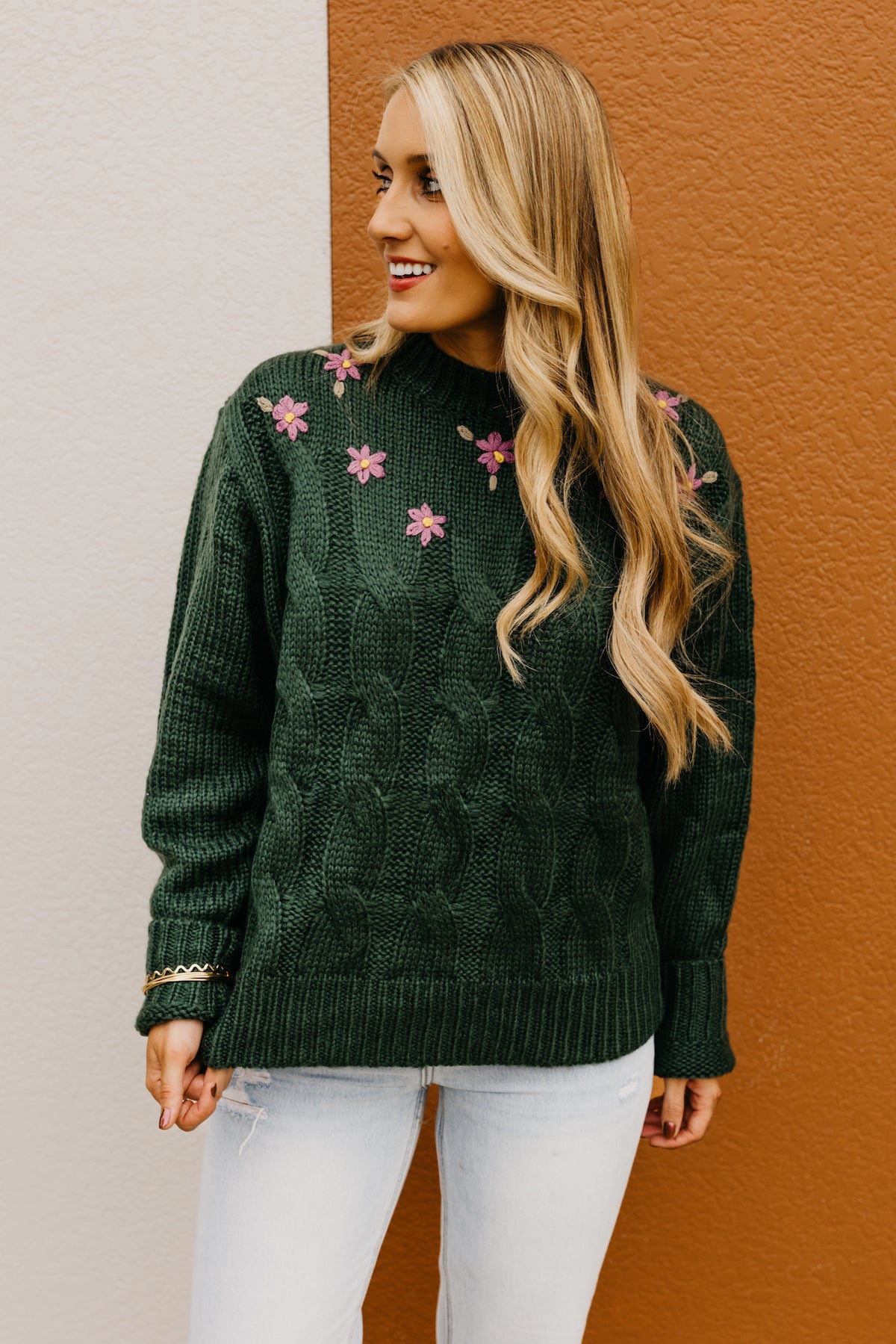 The Nancy Floral Cable Knit Sweater  - FINAL SALE