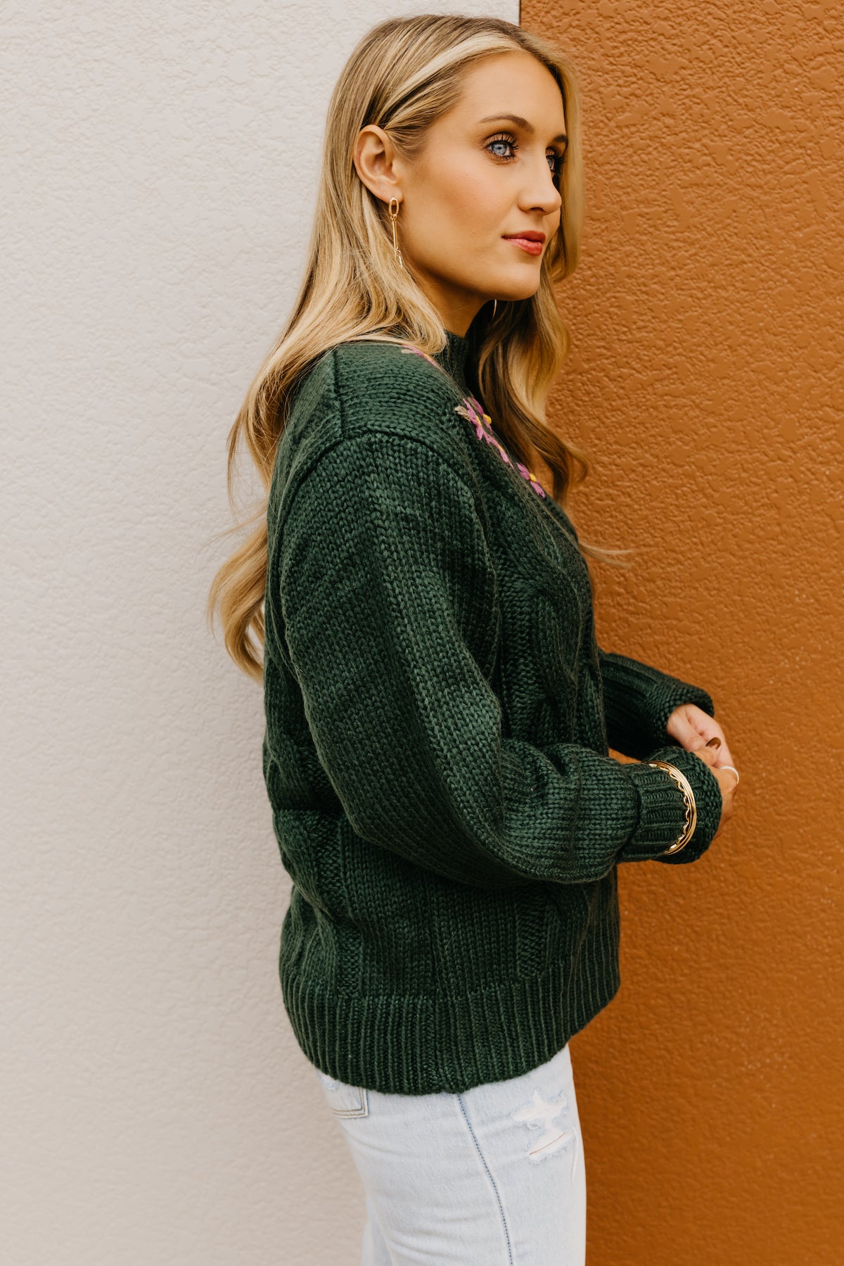 The Nancy Floral Cable Knit Sweater  - FINAL SALE